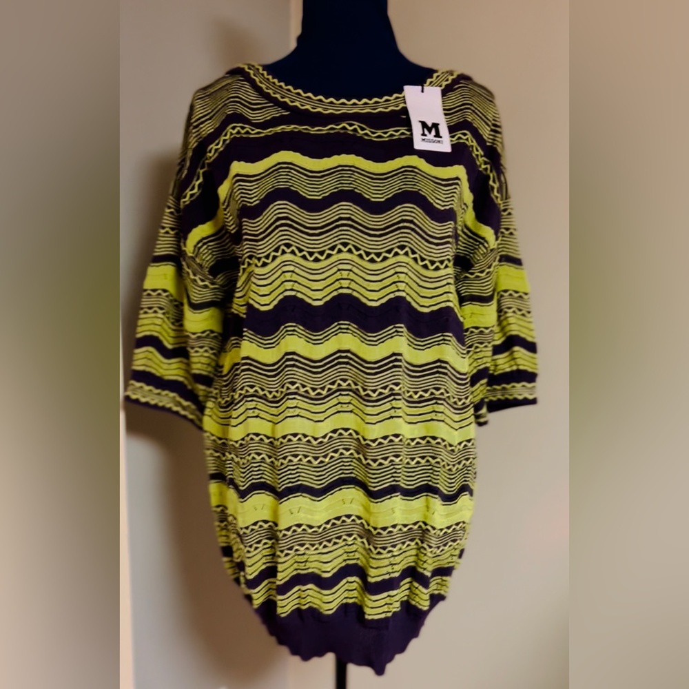 Missoni Green and dark long purple T-Shirt
chevron knit medium sleeve. 💚💜